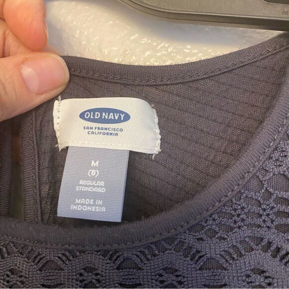 Old Navy 3/4 long Sleeve Jersey oversized stretchy crocheted dark gray dress M8 - Picture 3 of 8